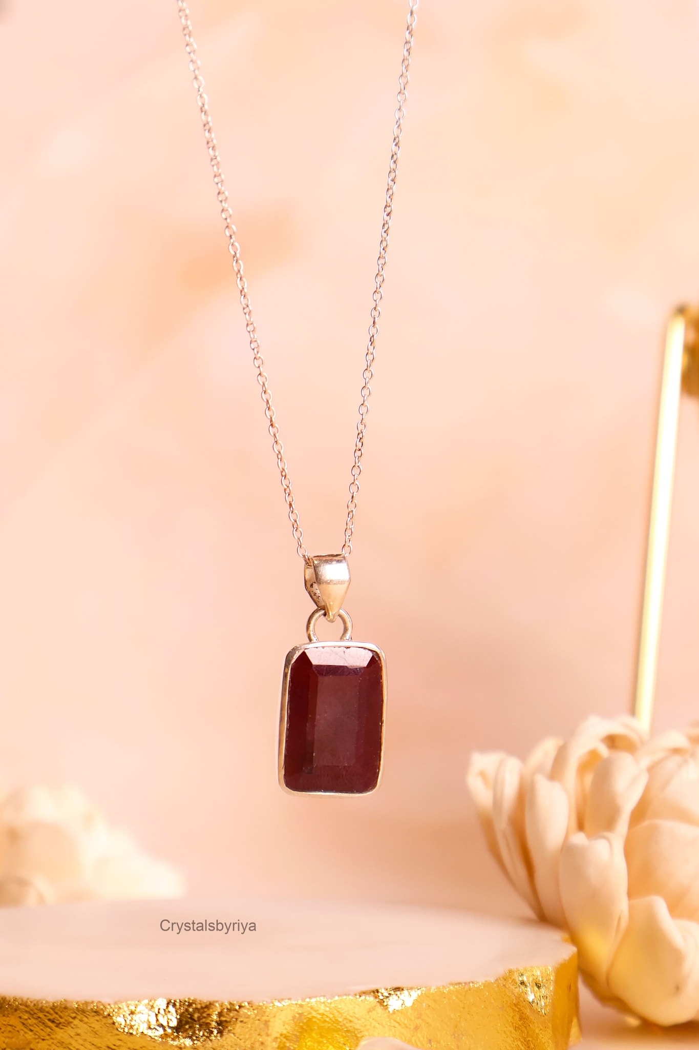 RUBY SILVER PENDANT - alternate view