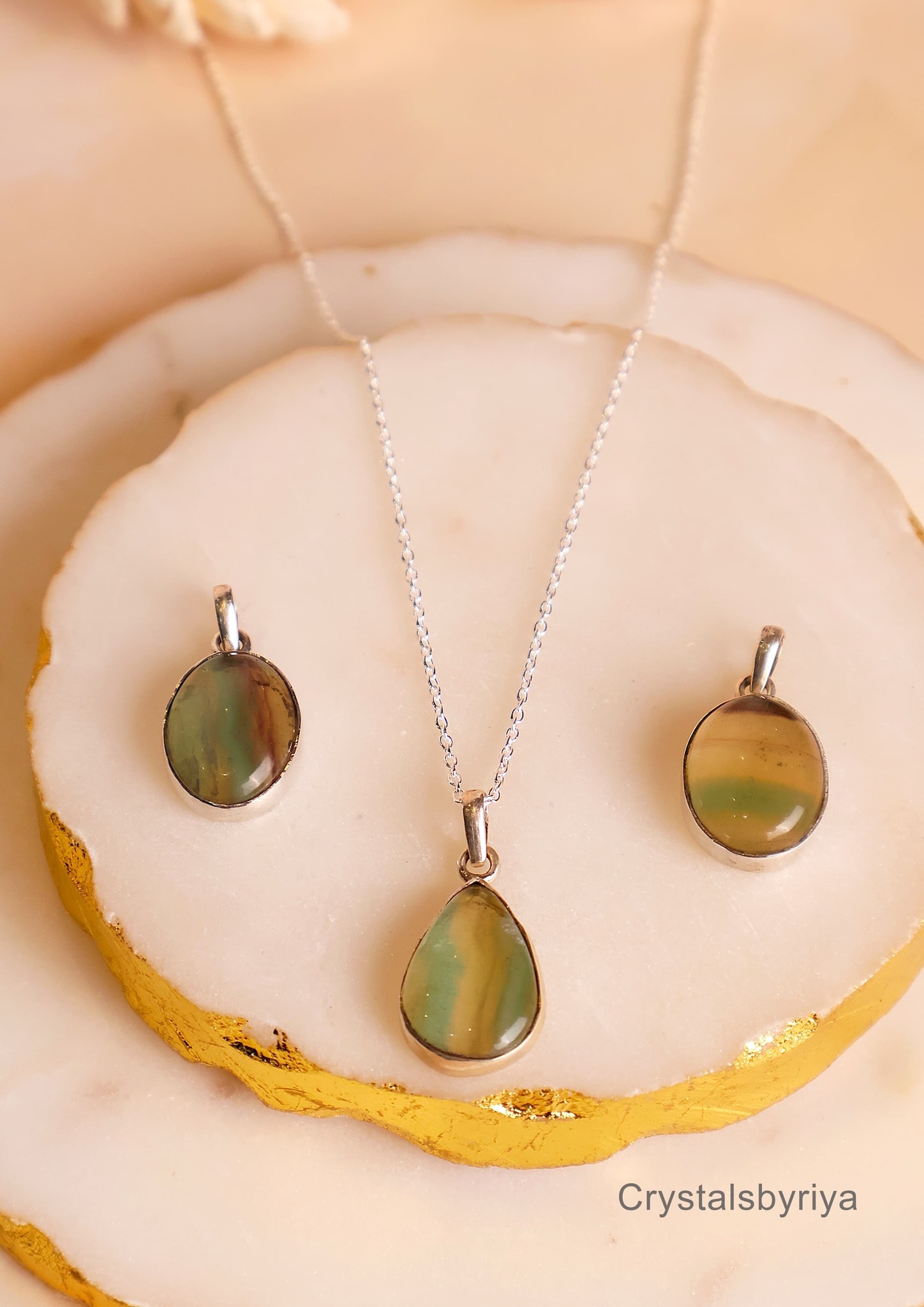 MULTI FLUORITE SILVER PENDANT